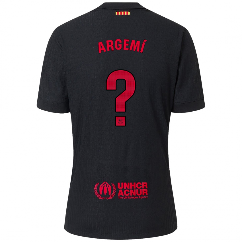 Hombre Camiseta Adam Argemí #0 Negro Rojo 2ª Equipación 2024/25 La Camisa Chile