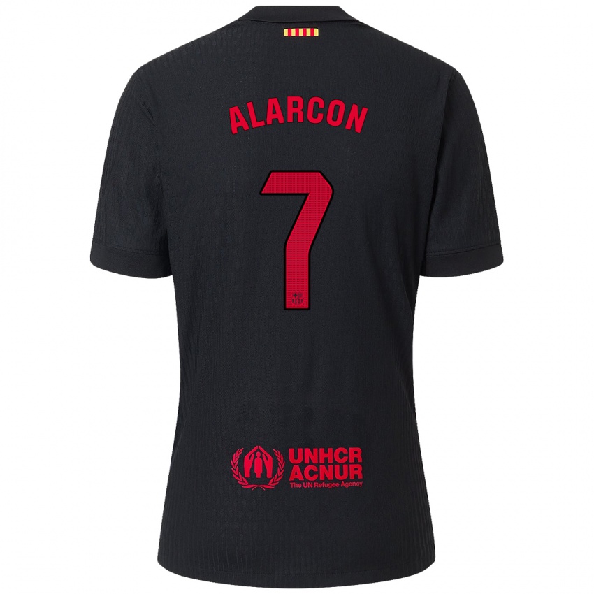 Hombre Camiseta Angel Alarcon #7 Negro Rojo 2ª Equipación 2024/25 La Camisa Chile