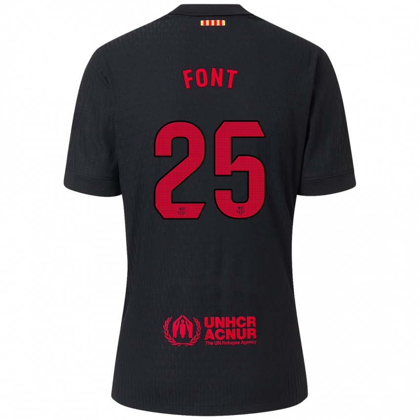 Hombre Camiseta Gemma Font #25 Negro Rojo 2ª Equipación 2024/25 La Camisa Chile