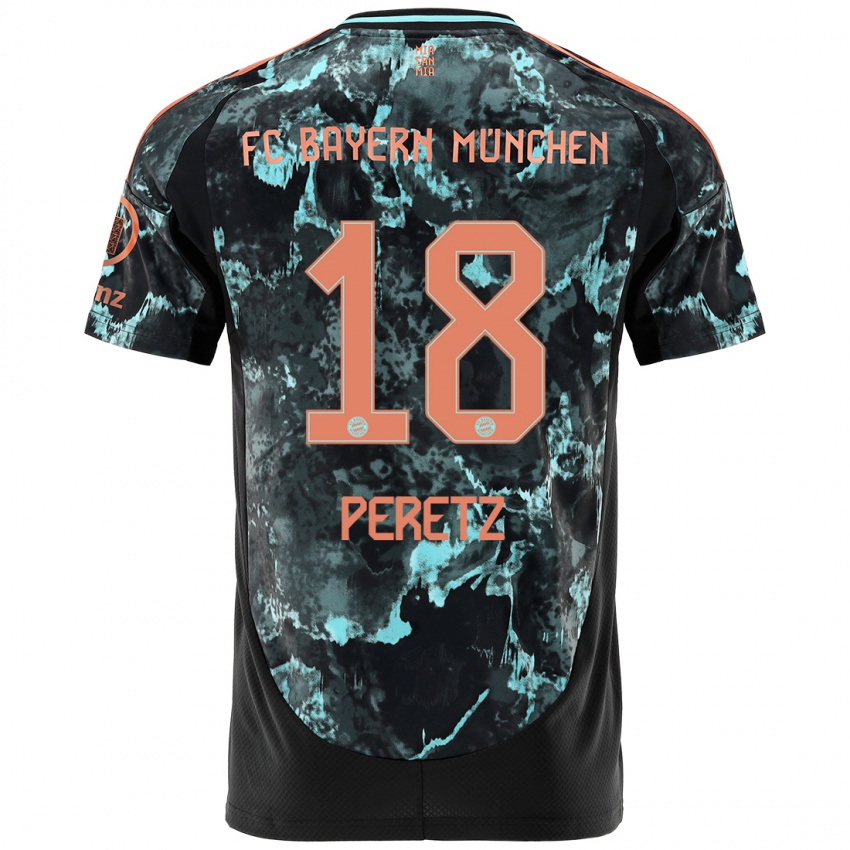 Hombre Camiseta Daniel Peretz #18 Negro 2ª Equipación 2024/25 La Camisa Chile