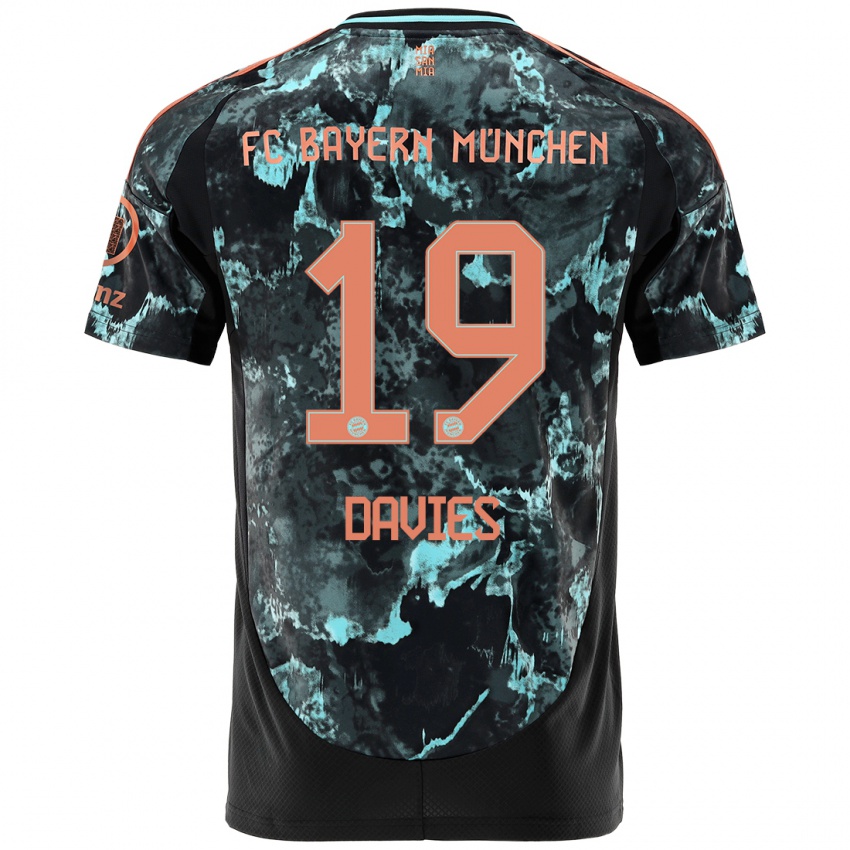 Hombre Camiseta Alphonso Davies #19 Negro 2ª Equipación 2024/25 La Camisa Chile