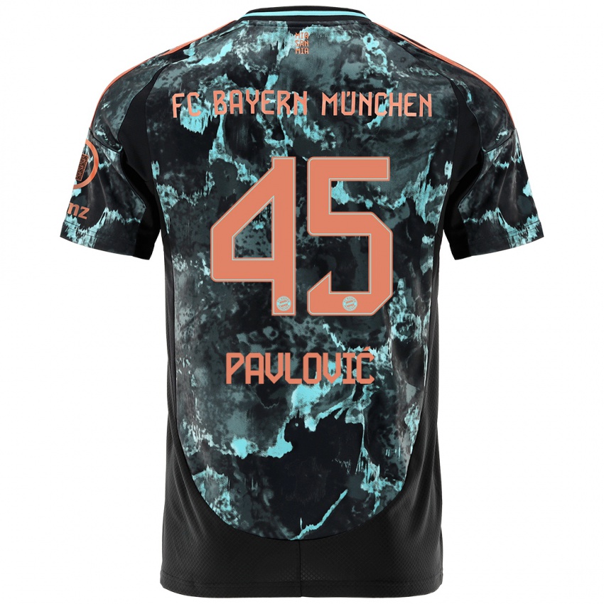 Hombre Camiseta Aleksandar Pavlovic #45 Negro 2ª Equipación 2024/25 La Camisa Chile