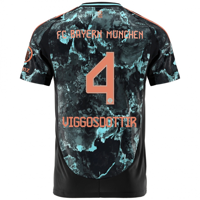 Hombre Camiseta Glódís Perla Viggósdóttir #4 Negro 2ª Equipación 2024/25 La Camisa Chile