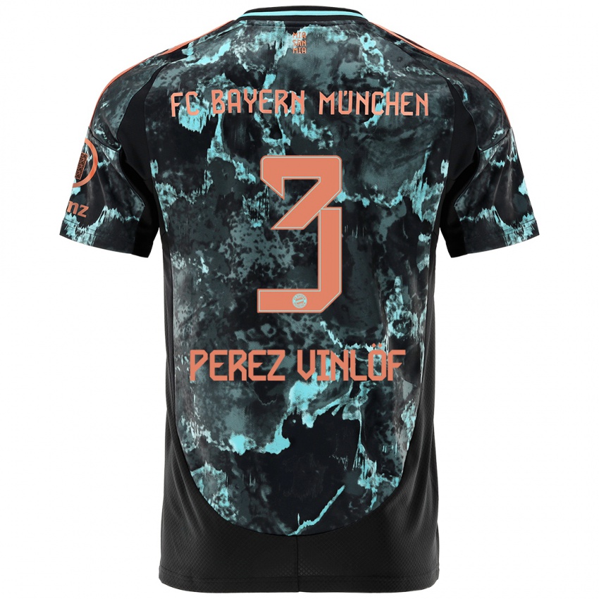 Hombre Camiseta Matteo Perez Vinlöf #3 Negro 2ª Equipación 2024/25 La Camisa Chile