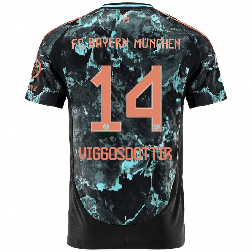 Hombre Camiseta Glodis Perla Viggosdottir #14 Negro 2ª Equipación 2024/25 La Camisa Chile