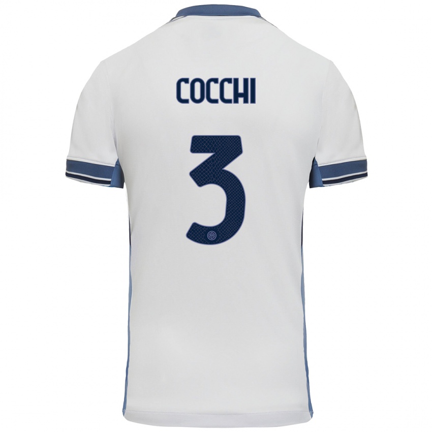 Hombre Camiseta Matteo Cocchi #3 Blanco Gris 2ª Equipación 2024/25 La Camisa Chile