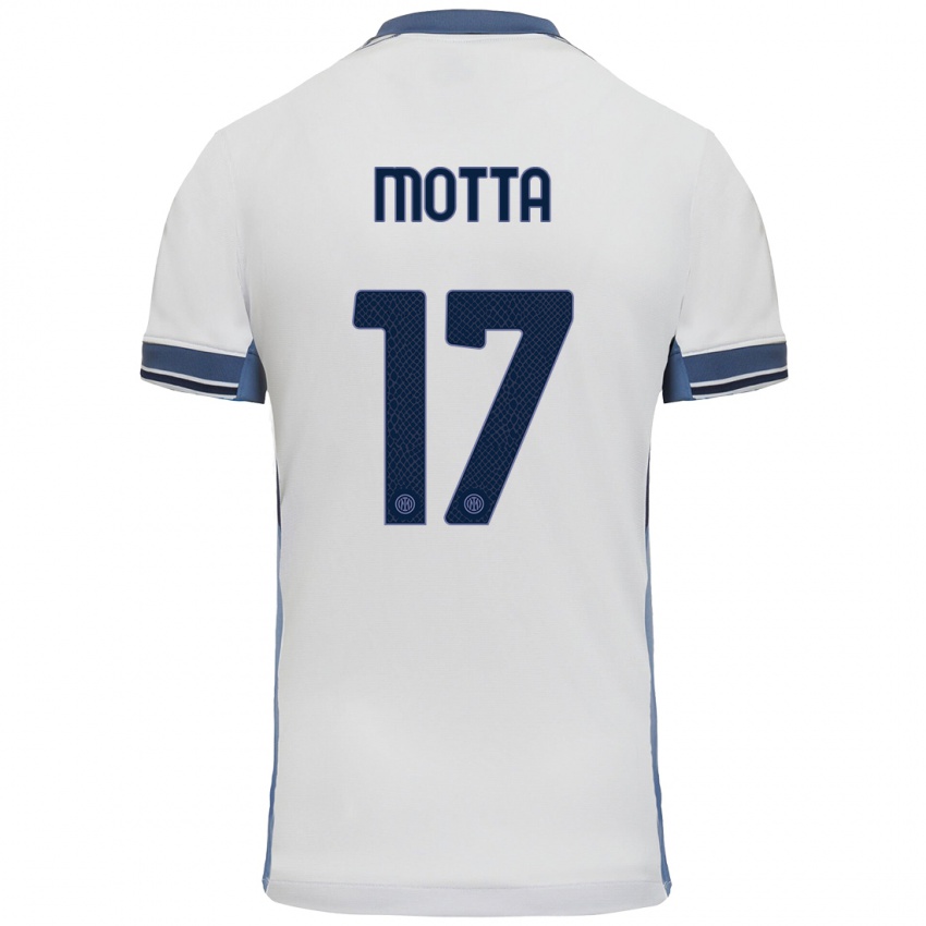 Hombre Camiseta Matteo Motta #17 Blanco Gris 2ª Equipación 2024/25 La Camisa Chile