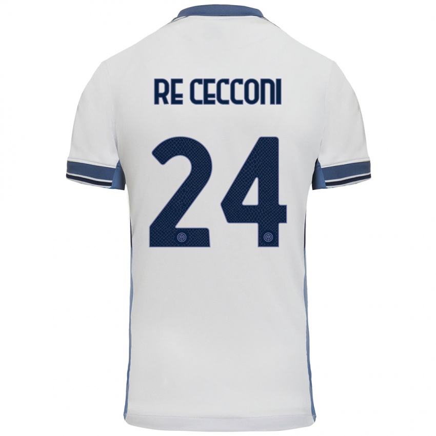 Hombre Camiseta Gabriele Re Cecconi #24 Blanco Gris 2ª Equipación 2024/25 La Camisa Chile