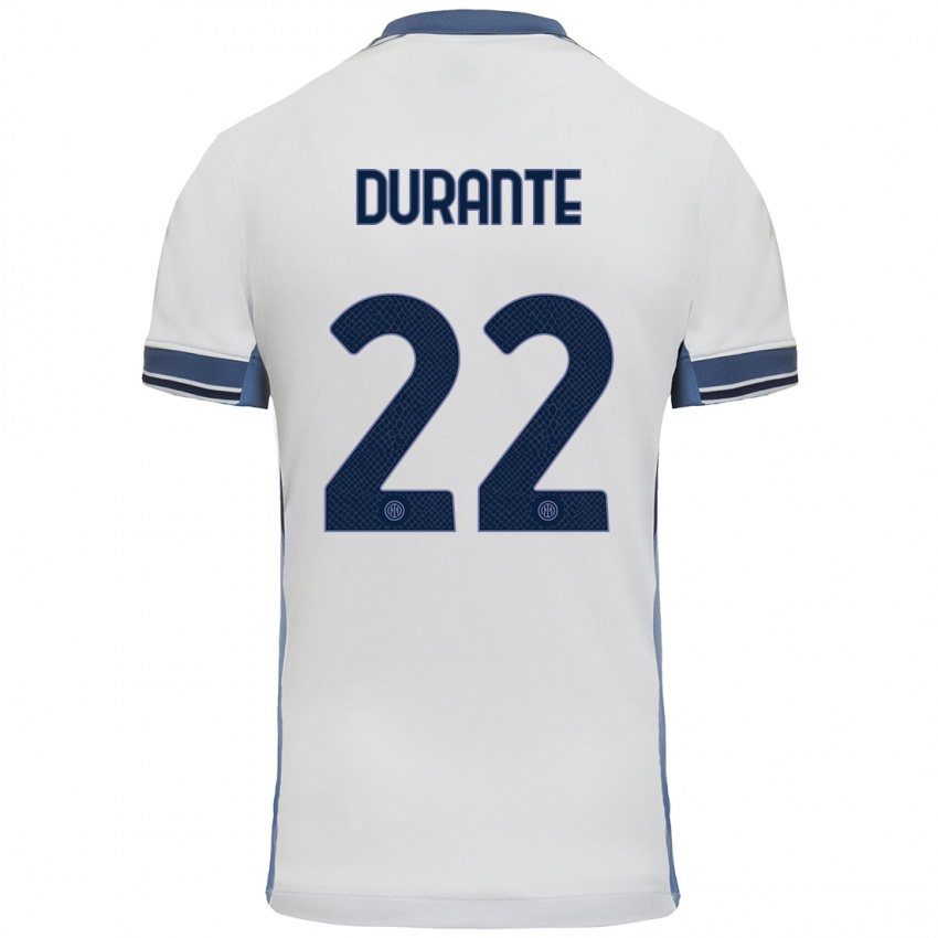 Hombre Camiseta Francesca Durante #22 Blanco Gris 2ª Equipación 2024/25 La Camisa Chile