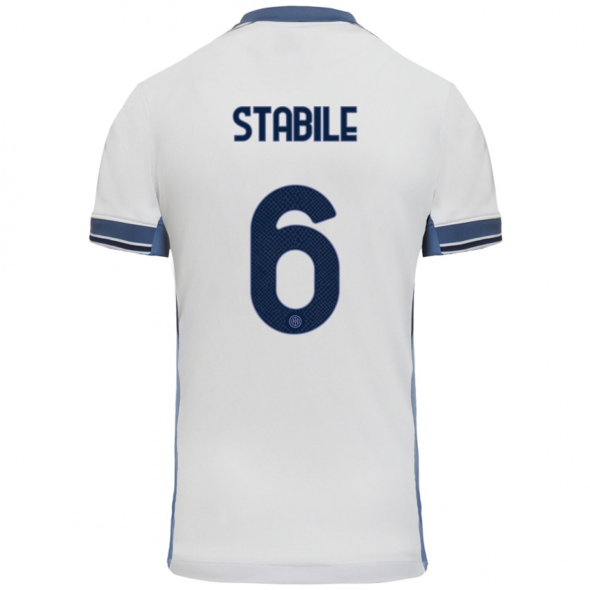 Hombre Camiseta Giacomo Stabile #6 Blanco Gris 2ª Equipación 2024/25 La Camisa Chile