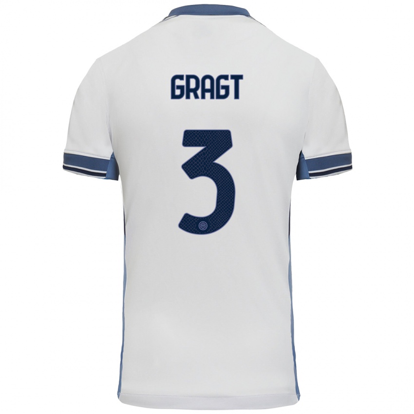 Hombre Camiseta Stefanie Van Der Gragt #3 Blanco Gris 2ª Equipación 2024/25 La Camisa Chile