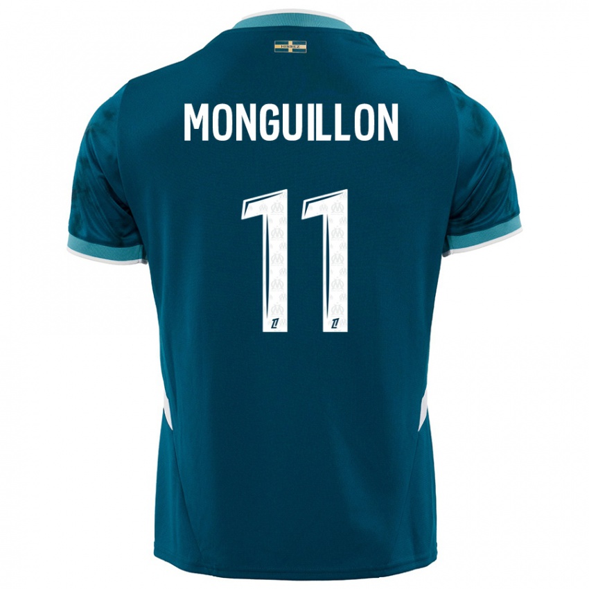 Hombre Camiseta Coralie Monguillon #11 Azul Turquesa 2ª Equipación 2024/25 La Camisa Chile