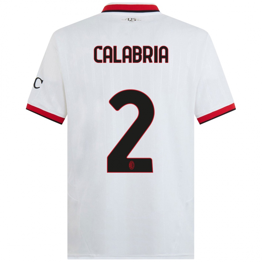 Hombre Camiseta Davide Calabria #2 Blanco Negro Rojo 2ª Equipación 2024/25 La Camisa Chile