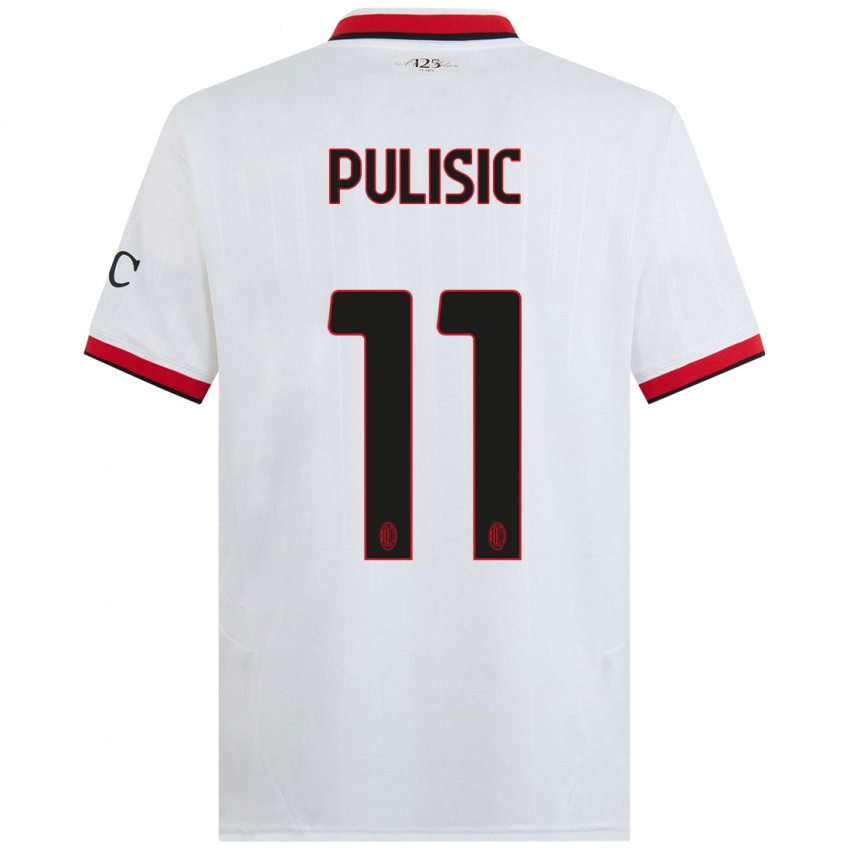 Hombre Camiseta Christian Pulisic #11 Blanco Negro Rojo 2ª Equipación 2024/25 La Camisa Chile