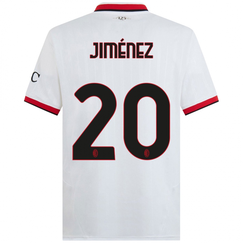 Hombre Camiseta Álex Jiménez #20 Blanco Negro Rojo 2ª Equipación 2024/25 La Camisa Chile