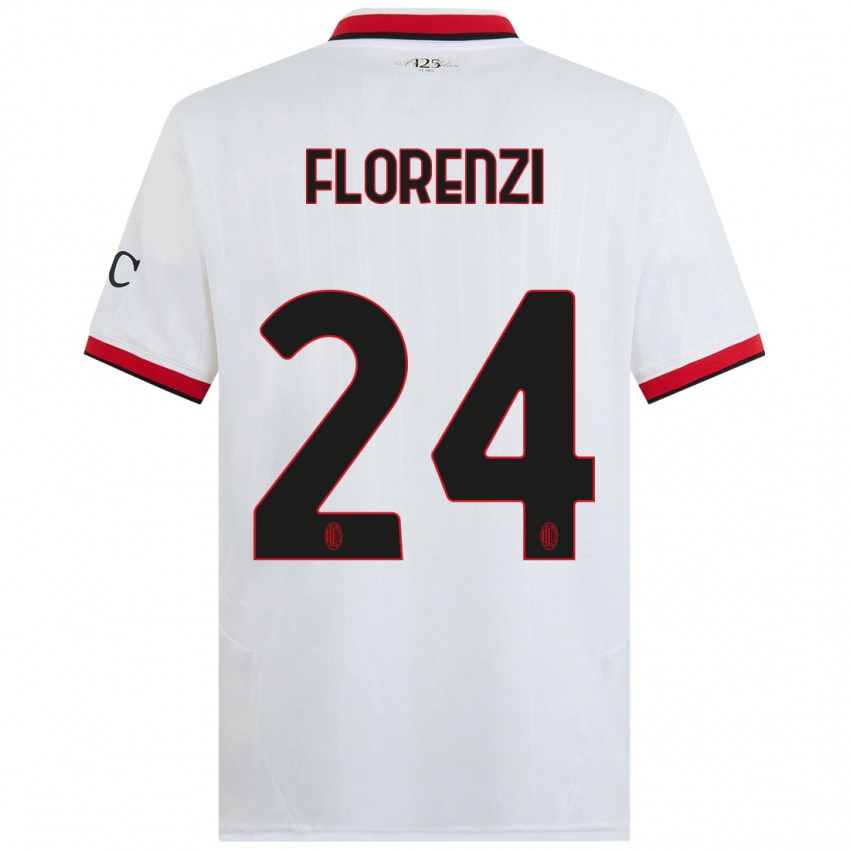 Hombre Camiseta Alessandro Florenzi #24 Blanco Negro Rojo 2ª Equipación 2024/25 La Camisa Chile