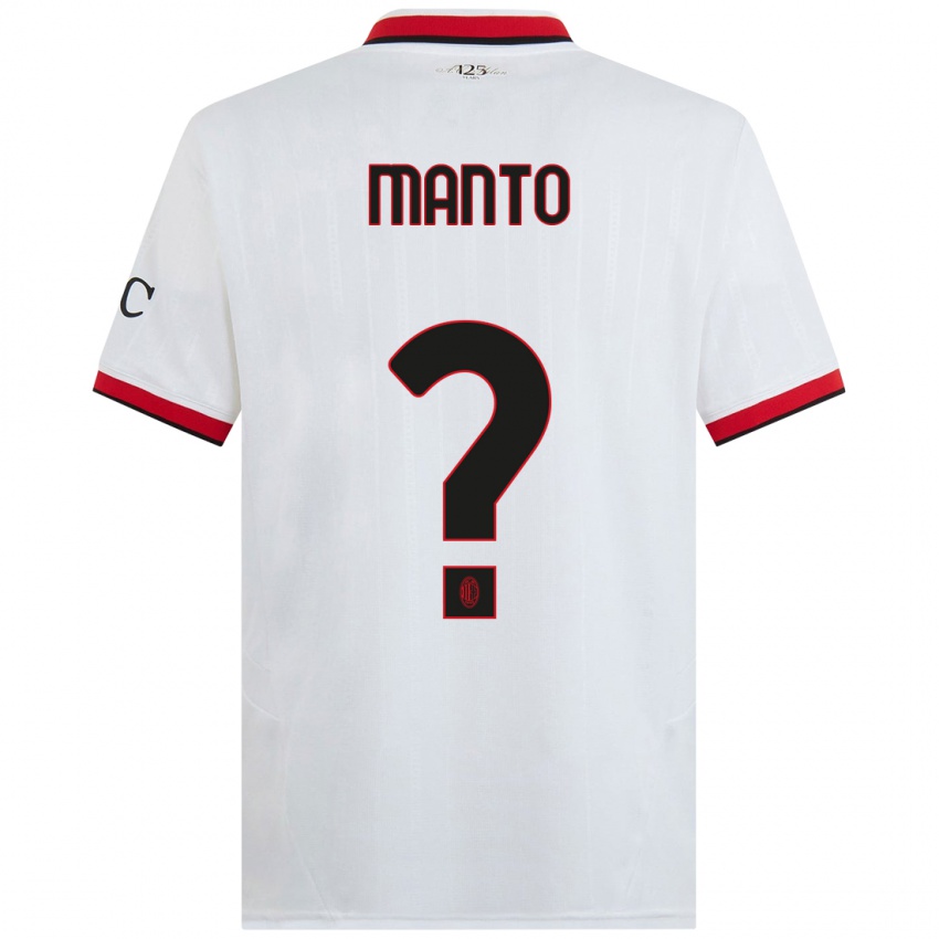 Hombre Camiseta Gaetano Manto #0 Blanco Negro Rojo 2ª Equipación 2024/25 La Camisa Chile