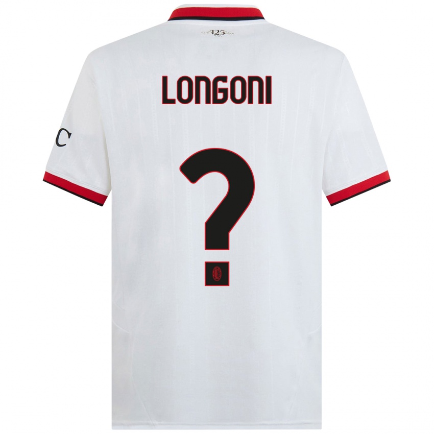 Hombre Camiseta Alessandro Longoni #0 Blanco Negro Rojo 2ª Equipación 2024/25 La Camisa Chile