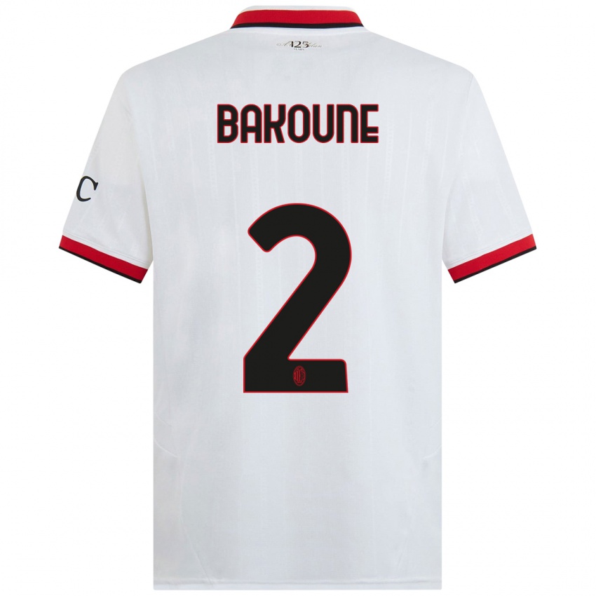 Hombre Camiseta Adam Bakoune #2 Blanco Negro Rojo 2ª Equipación 2024/25 La Camisa Chile