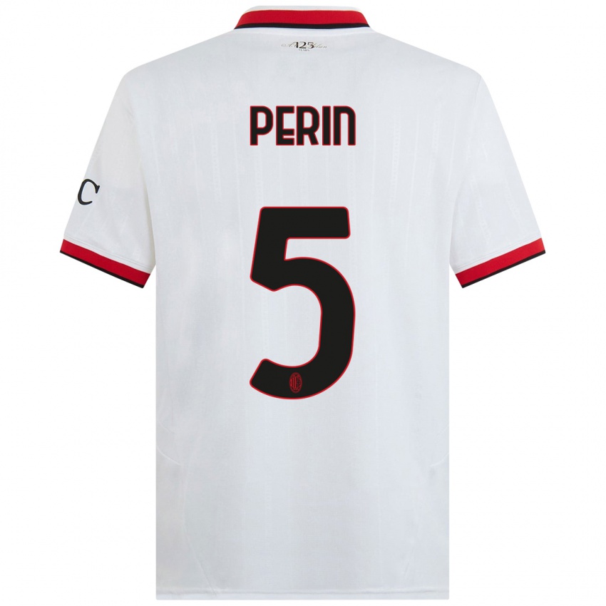 Hombre Camiseta Ernesto Perin #5 Blanco Negro Rojo 2ª Equipación 2024/25 La Camisa Chile