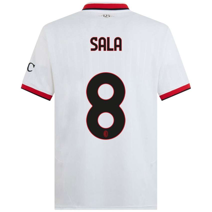 Hombre Camiseta Emanuele Sala #8 Blanco Negro Rojo 2ª Equipación 2024/25 La Camisa Chile