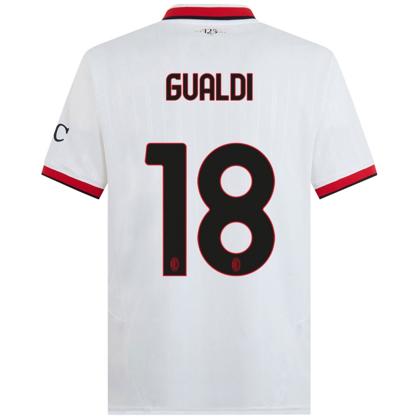 Hombre Camiseta Andrea Gualdi #18 Blanco Negro Rojo 2ª Equipación 2024/25 La Camisa Chile