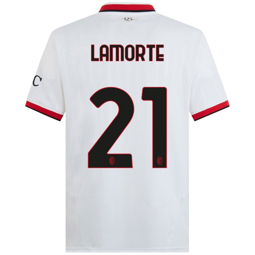 Hombre Camiseta Alessandro Lamorte #21 Blanco Negro Rojo 2ª Equipación 2024/25 La Camisa Chile