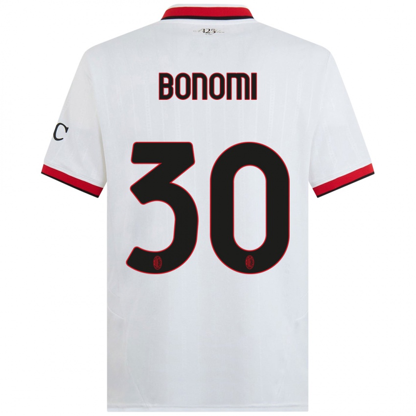 Hombre Camiseta Alessandro Bonomi #30 Blanco Negro Rojo 2ª Equipación 2024/25 La Camisa Chile