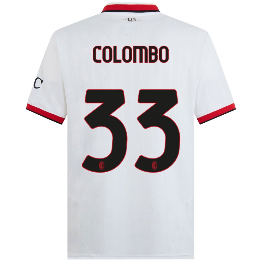 Hombre Camiseta Federico Colombo #33 Blanco Negro Rojo 2ª Equipación 2024/25 La Camisa Chile