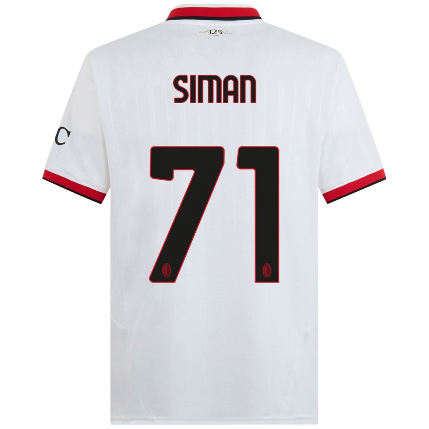 Hombre Camiseta Alexandru Șiman #71 Blanco Negro Rojo 2ª Equipación 2024/25 La Camisa Chile