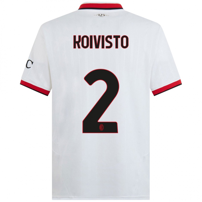 Hombre Camiseta Emma Koivisto #2 Blanco Negro Rojo 2ª Equipación 2024/25 La Camisa Chile