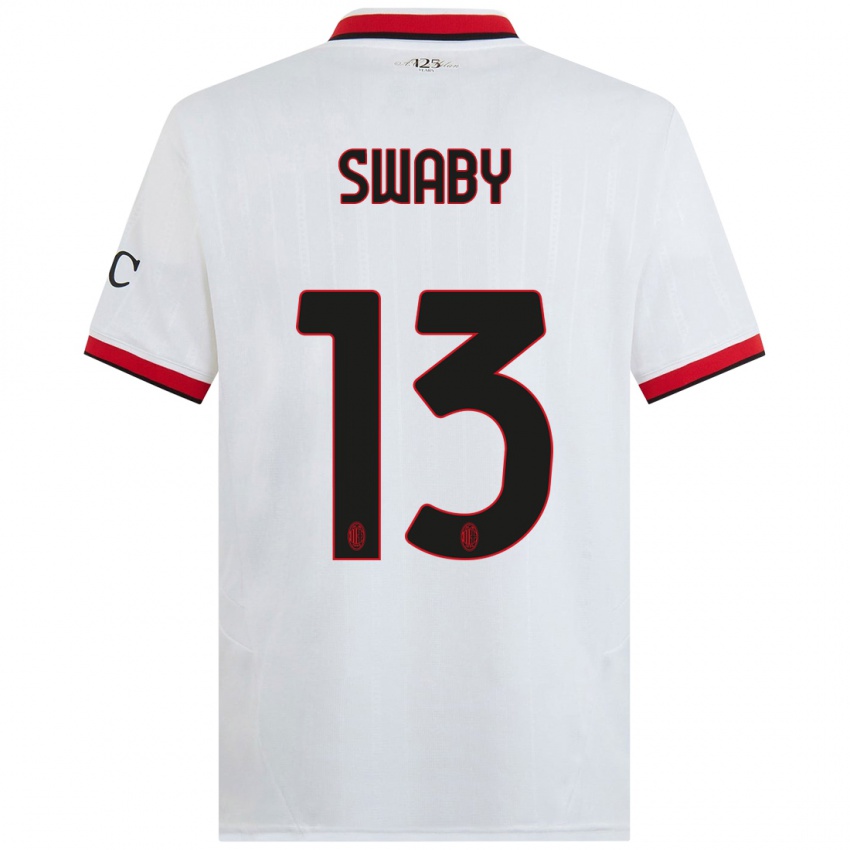 Hombre Camiseta Allyson Swaby #13 Blanco Negro Rojo 2ª Equipación 2024/25 La Camisa Chile