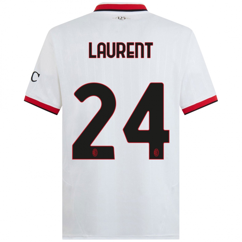 Hombre Camiseta Emelyne Laurent #24 Blanco Negro Rojo 2ª Equipación 2024/25 La Camisa Chile