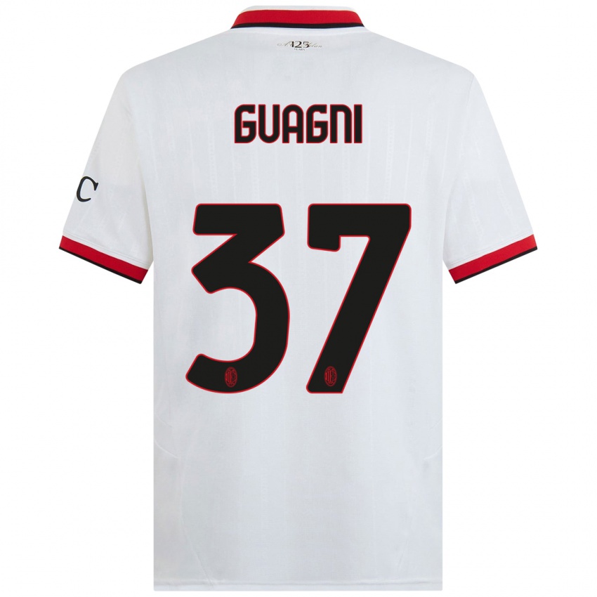 Hombre Camiseta Alia Guagni #37 Blanco Negro Rojo 2ª Equipación 2024/25 La Camisa Chile