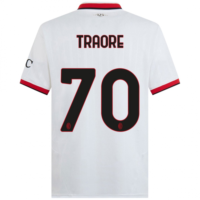 Hombre Camiseta Chaka Traore #70 Blanco Negro Rojo 2ª Equipación 2024/25 La Camisa Chile