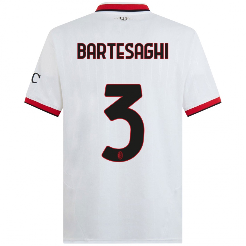 Hombre Camiseta Davide Bartesaghi #3 Blanco Negro Rojo 2ª Equipación 2024/25 La Camisa Chile