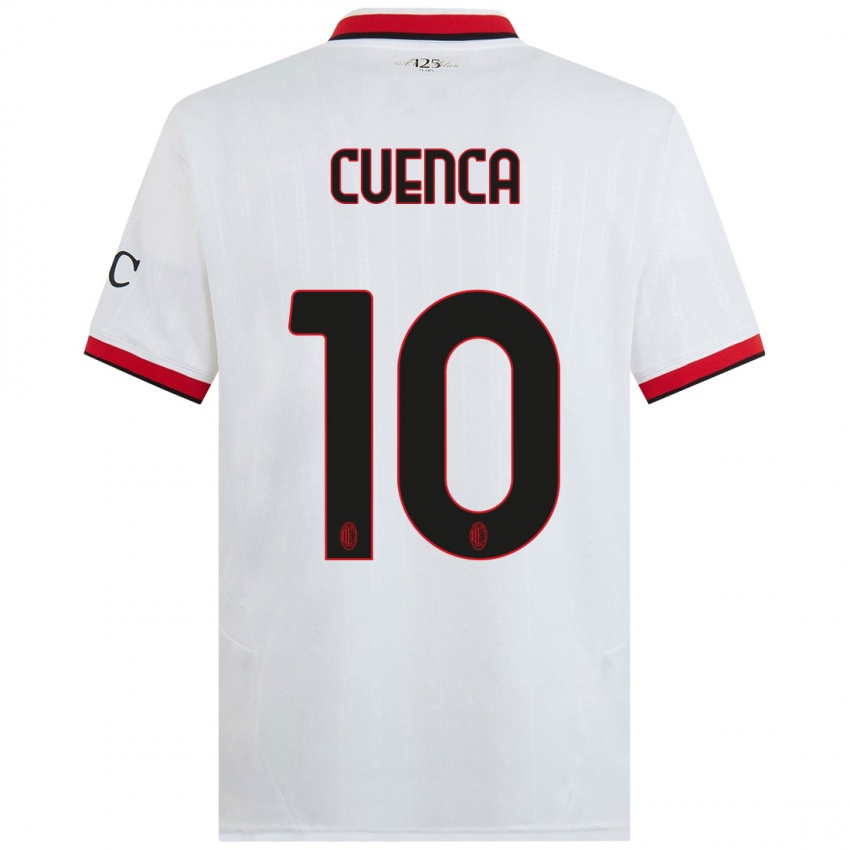 Hombre Camiseta Hugo Cuenca #10 Blanco Negro Rojo 2ª Equipación 2024/25 La Camisa Chile