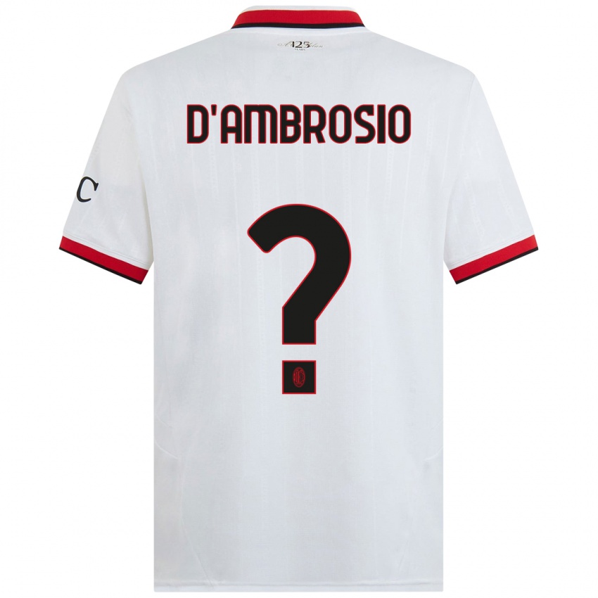 Hombre Camiseta Antonio D'ambrosio #0 Blanco Negro Rojo 2ª Equipación 2024/25 La Camisa Chile