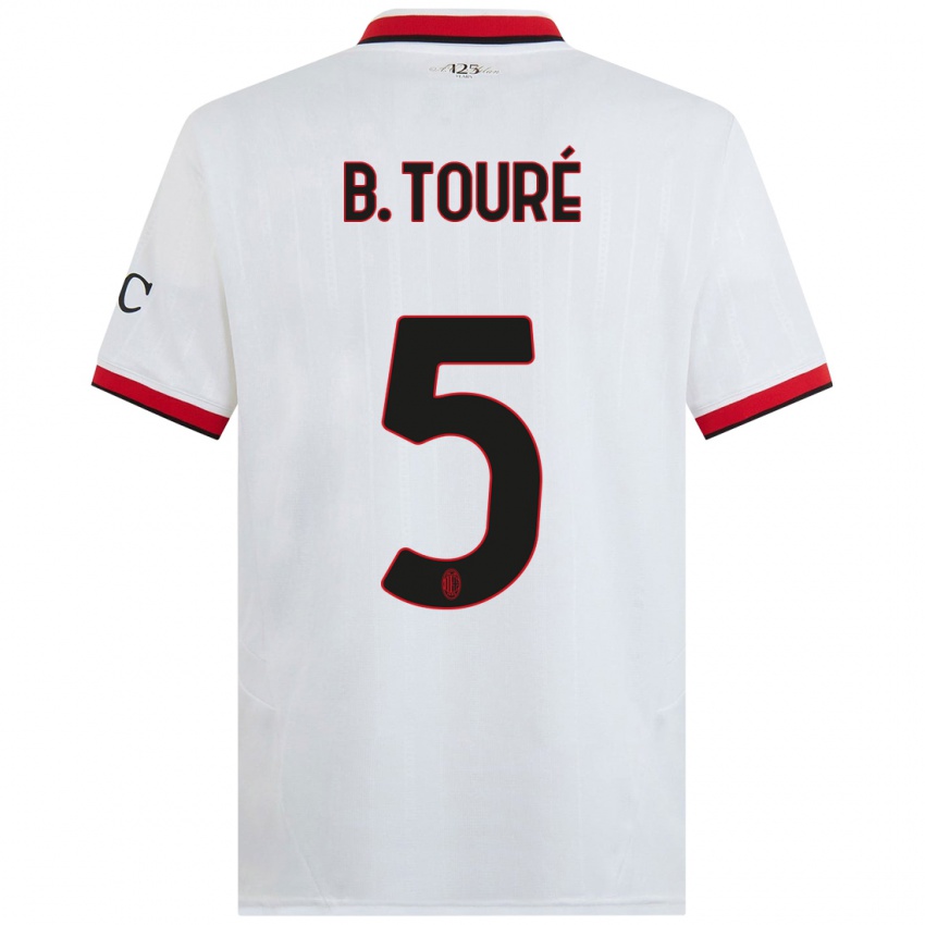 Hombre Camiseta Fode Ballo-Toure #5 Blanco Negro Rojo 2ª Equipación 2024/25 La Camisa Chile