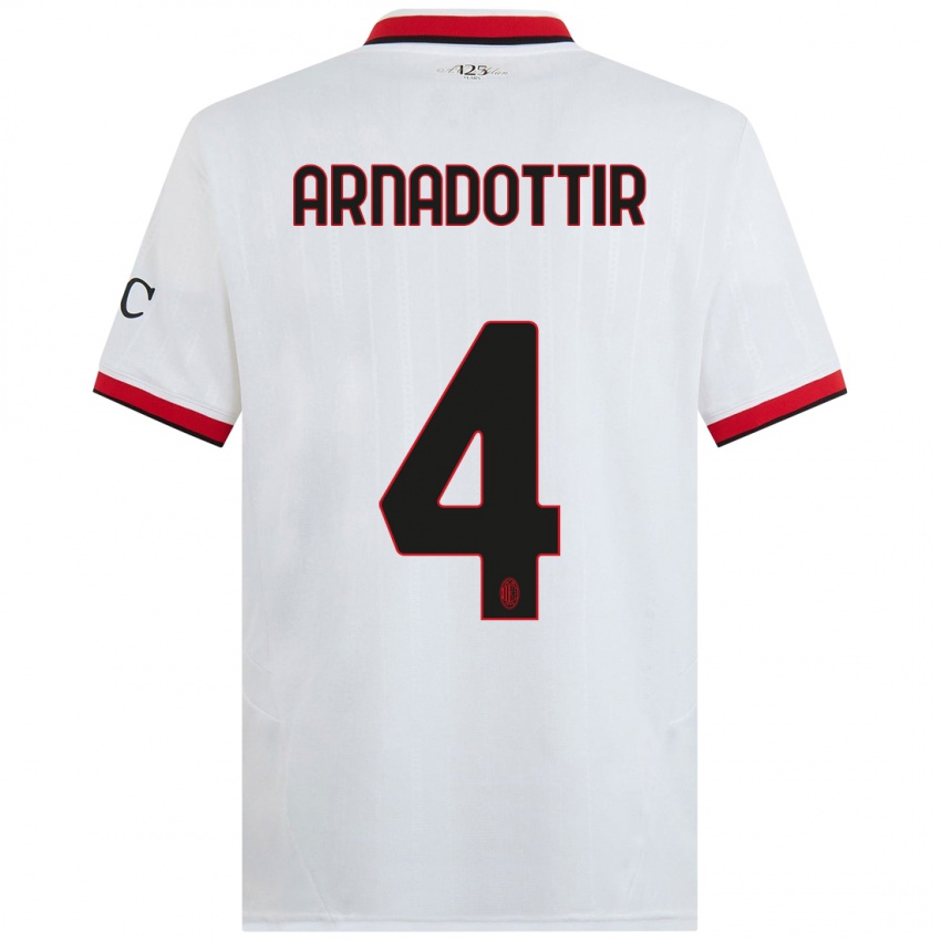 Hombre Camiseta Guony Arnadottir #4 Blanco Negro Rojo 2ª Equipación 2024/25 La Camisa Chile