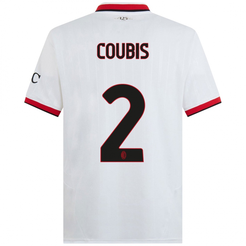 Hombre Camiseta Andrei Coubis #2 Blanco Negro Rojo 2ª Equipación 2024/25 La Camisa Chile