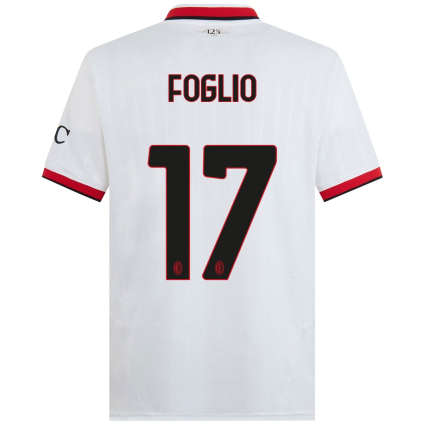 Hombre Camiseta Christian Foglio #17 Blanco Negro Rojo 2ª Equipación 2024/25 La Camisa Chile