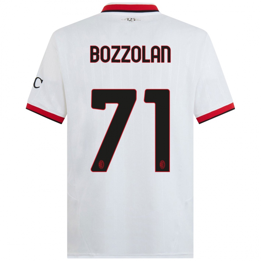 Hombre Camiseta Andrea Bozzolan #71 Blanco Negro Rojo 2ª Equipación 2024/25 La Camisa Chile