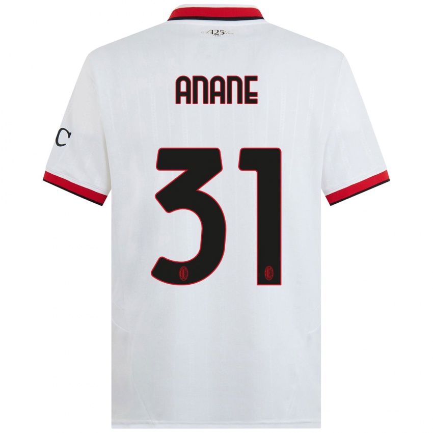 Hombre Camiseta Emmanuel Anane #31 Blanco Negro Rojo 2ª Equipación 2024/25 La Camisa Chile