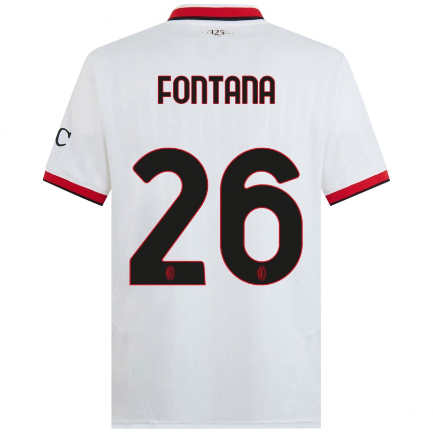 Hombre Camiseta Francesco Fontana #26 Blanco Negro Rojo 2ª Equipación 2024/25 La Camisa Chile