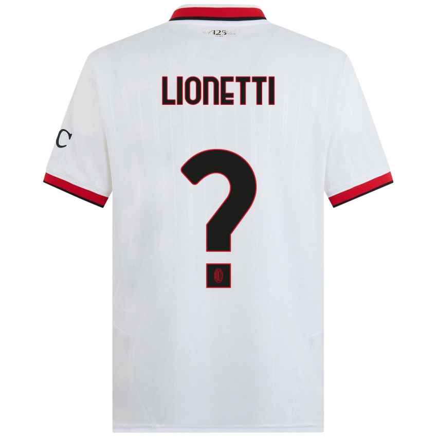 Hombre Camiseta Francesco Lionetti #0 Blanco Negro Rojo 2ª Equipación 2024/25 La Camisa Chile