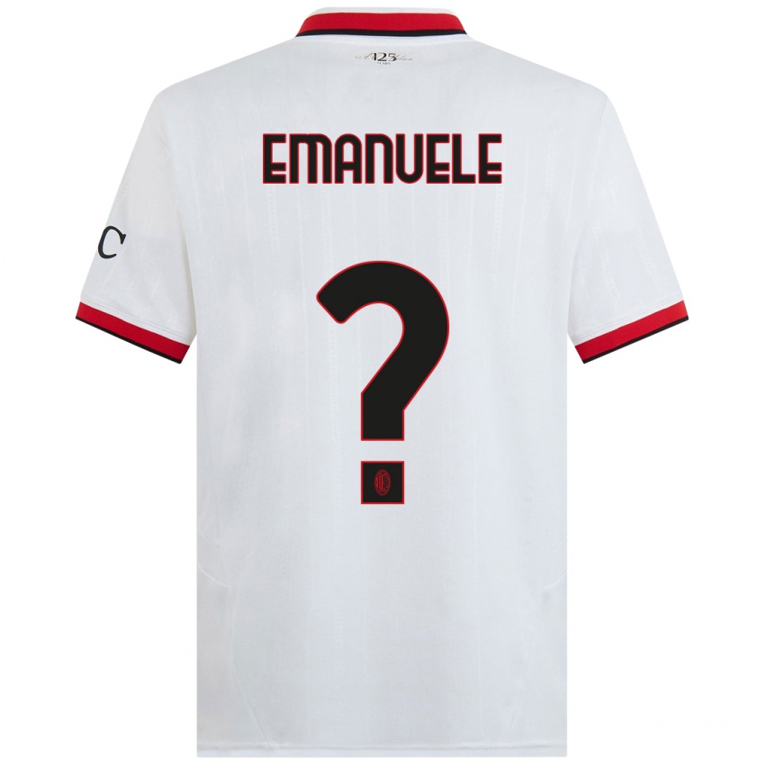 Hombre Camiseta Emanuele Benedetti #0 Blanco Negro Rojo 2ª Equipación 2024/25 La Camisa Chile