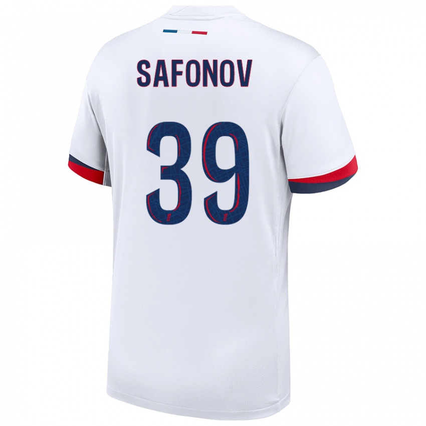 Hombre Camiseta Matvey Safonov #39 Blanco Azul Rojo 2ª Equipación 2024/25 La Camisa Chile