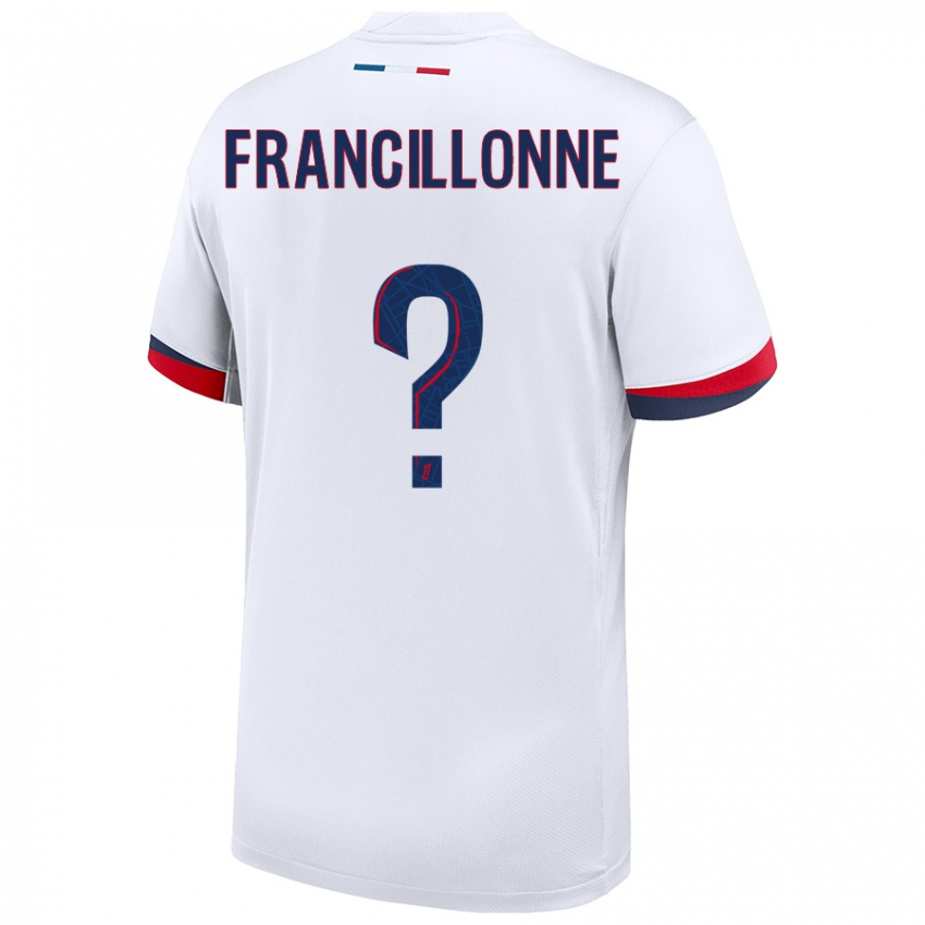 Hombre Camiseta Bryan Francillonne #0 Blanco Azul Rojo 2ª Equipación 2024/25 La Camisa Chile