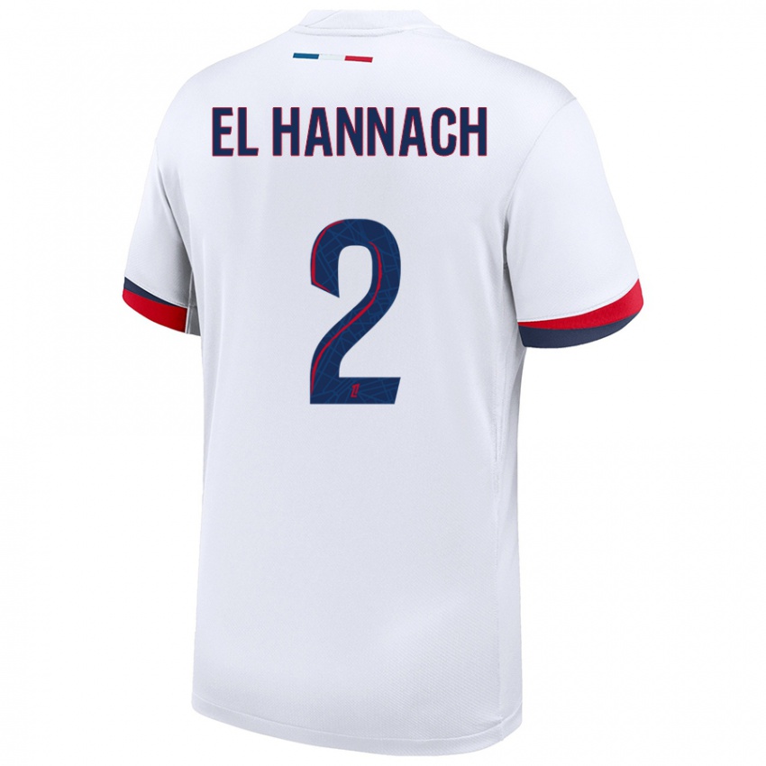 Hombre Camiseta Naoufel El Hannach #2 Blanco Azul Rojo 2ª Equipación 2024/25 La Camisa Chile